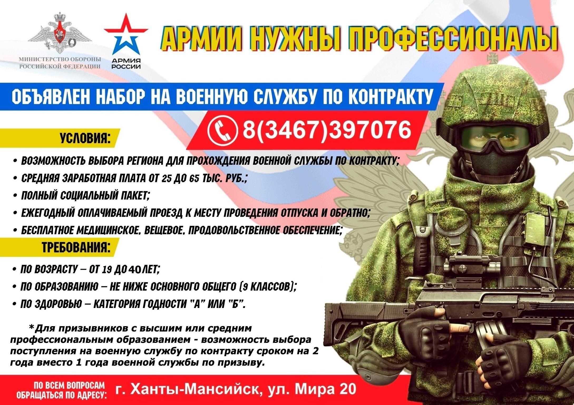 Пошаговый процесс поступления на службу в вооруженные силы в Ханты-Мансийском автономном округе